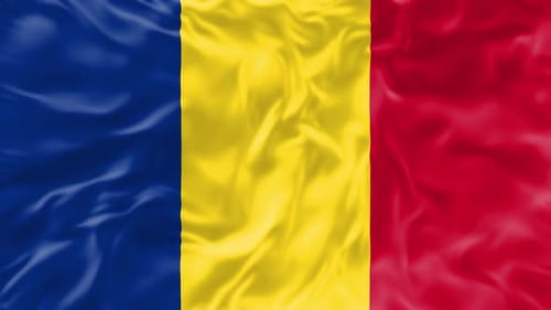 Seamless Loop of Waving Chad or Romania National Flag
