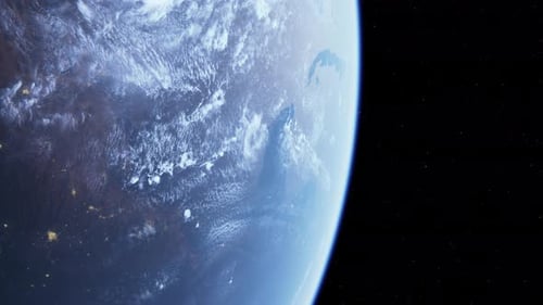 Realistic Rotating Earth View from Space with City Lights