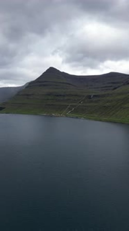 Aerial video over the beautiful landscapes in the Faroe Islands