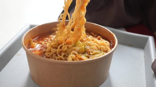 Slow Motion of Eating Spaghetti with a Chopsticks