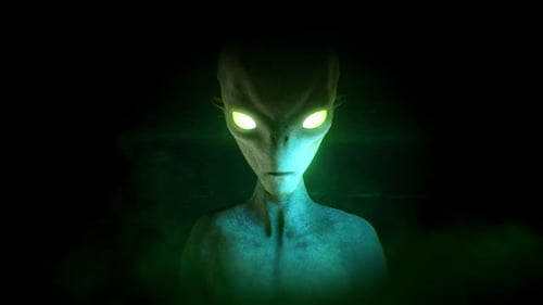 Nichtmenschliche Intelligenz mit leuchtenden Augen