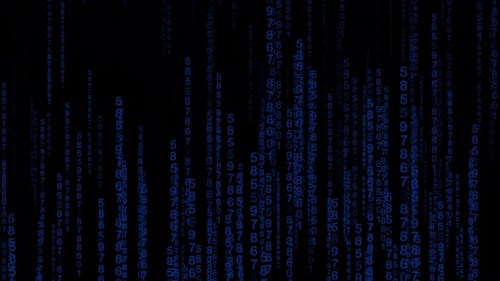 Raining Binary Code Features Cascading Blue Numbers Reminiscent Of The Matrix Movie