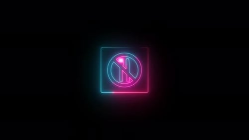 Placa de Neon Hazard animada. Fundo brilhante do símbolo Hazard
.