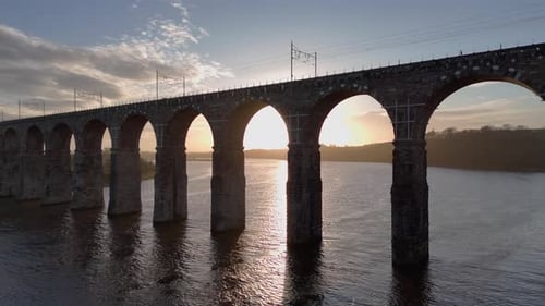 Aerial view of the Royal Border Bridge, United Kingdom.