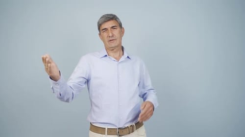 Man Explains, Gesturing with Hands