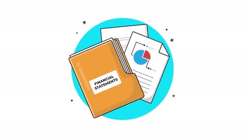 4K File with Financial Statement Documents. Finance Concept Animation Video