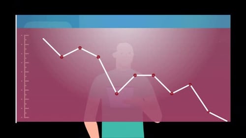 Flat Design Animated Line Graph for Data Visualization