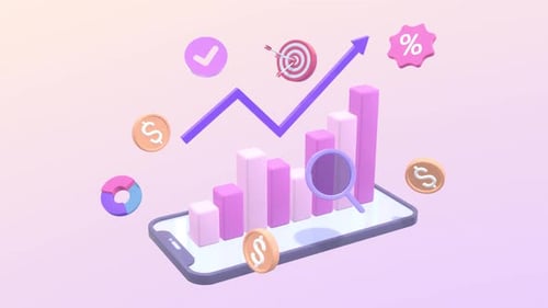 Animated 3D Bar Chart Showcasing Business Growth And Market Trends.