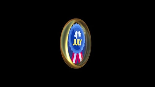 Animated 3D Fourth of July Badge