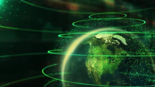 Terra em uma esfera virtual Conectividade global e desenvolvimento de tecnologia