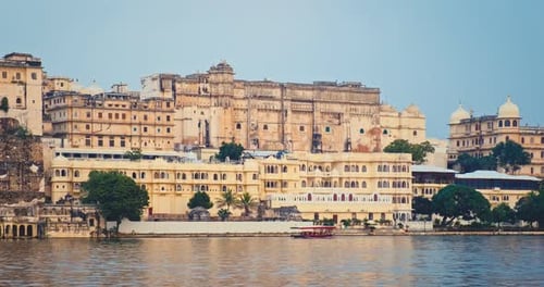 Rajput Architecture Udaipur City Palace Jag Niwas View From Lake Pichola Rajasthan Udaipur India