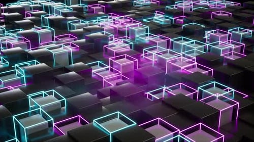 Cubes Background Neon 4k Loop