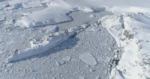 Antarctica Ocean Coast Seascape Aerial Flight View