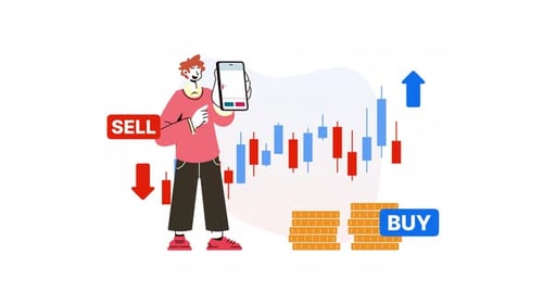 Stock market charts and coins symbolizing financial trade. Suitable for finance, investing.