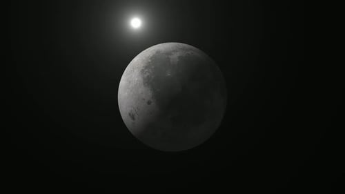 Realistic 3D Moon Rotating in Space with Sun Light