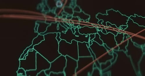 Global Network Connection Concept Map with Animated Lines