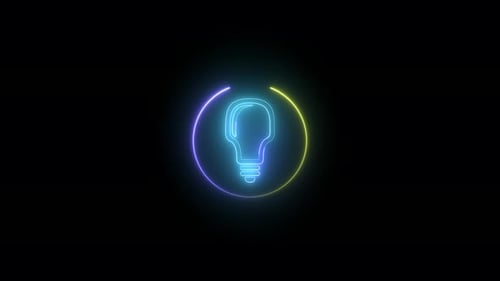 Neon electric bulb icon animation .Glowing bulb animated . Vd2132