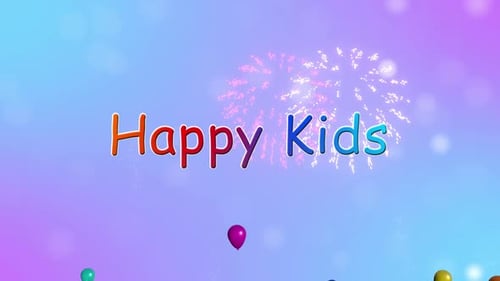 Happy Kids Text Firework Background