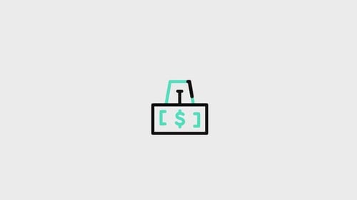 Animated Flat Design Shopping Bag with Dollar Sign Icon
