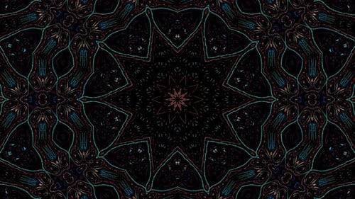 Animated Glowing Kaleidoscope Loop with Shifting Geometric Patterns