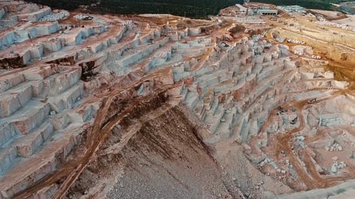 Vast Quarry Landscape with Active Bulldozers