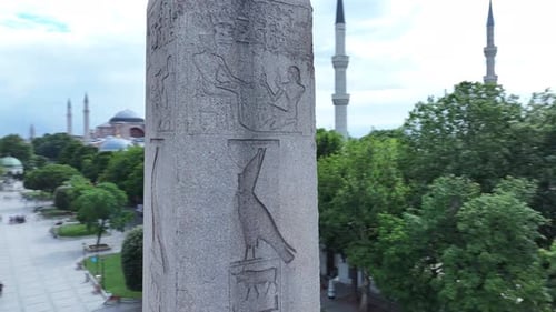 Istanbul Sultan Ahmet Square Obelisks and Mosque Aerial View