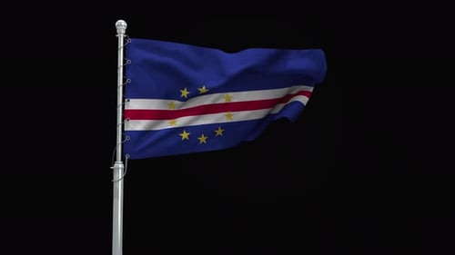 Cape Verde National Flag Waving Animation on Pole