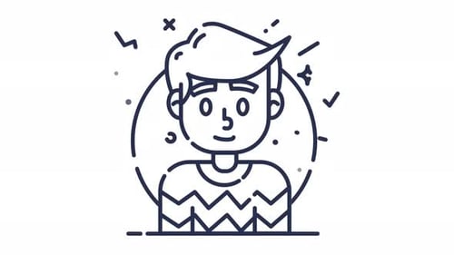 Minimalist Line Art Animated Person Icon