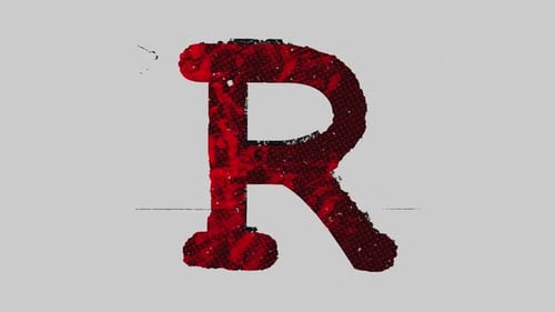 Printed Red & Black Grunge Typography Letter R