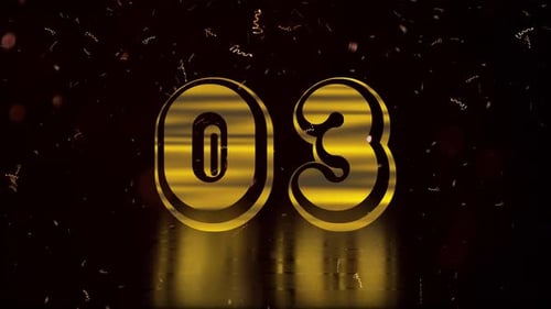 Golden New Year Countdown with Festive Fireworks and Confetti