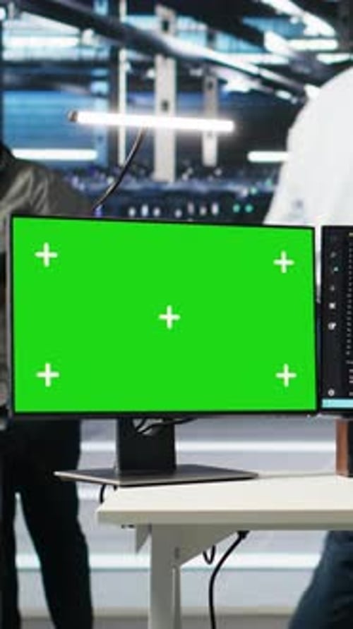 Vertical Video Data Center Worker with Paraplegia Using Node Trees on Green Screen PC