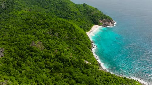 Tropical Bay with Turquoise Waters and Dense Forest Seychelles Mahe