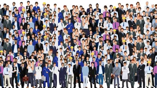 Diverse Flat Design Crowd of People Expanding Animation