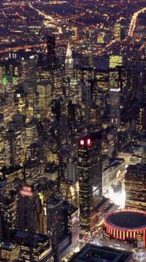 A Stunning and Captivating Aerial View of the Beautiful New York City at Nighttime