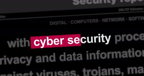 Cyber Security Text Highlight in Digital Technology Background