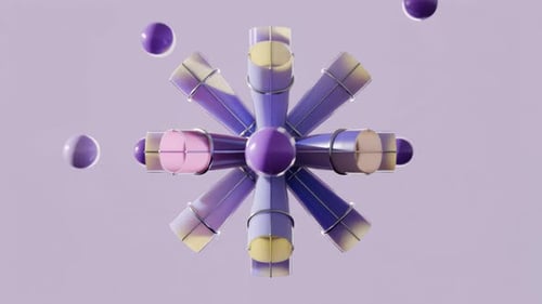 Animação de esferas e tubos satisfatórios em loop 3D