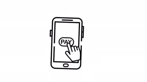 Tap to Pay Mobile Checkout Line Art Animated Looping Video Alpha Channel Icon