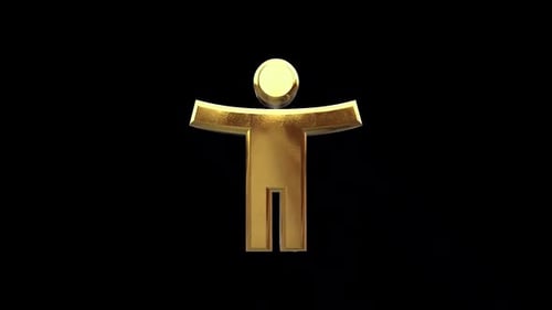 Rotating Golden 3D Human Icon Animation