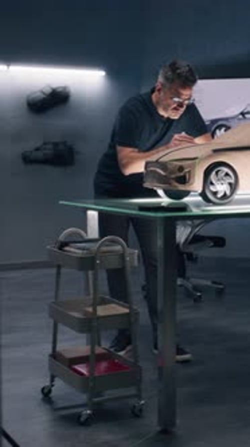 Designers créant un modèle de voiture en pâte à modeler