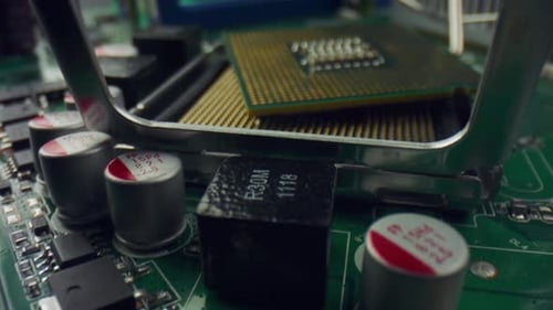 Makro-Dolly-Aufnahme der Hightech-Informationstechnik für elektronisch Leiterplatten