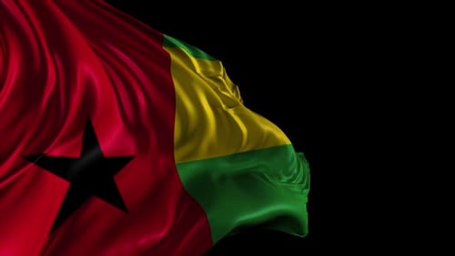 Waving Flag of Guinea-Bissau on Black Background Loop
