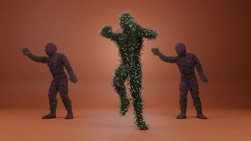 Tanz einer Personengruppe mit Kräuter- und Blumenhaut Seamless Loop