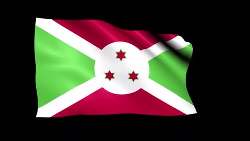 Animated Waving Burundi Flag with Alpha Channel