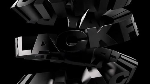 3D Black Friday Metallic Text Rotation Intro