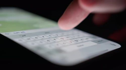 Phone close-up - people communicate using messenger, chat