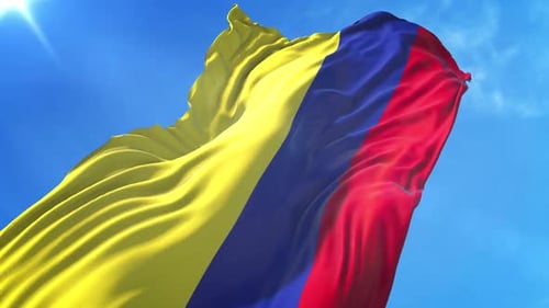 Realistic Waving Colombia National Flag Loop Animation