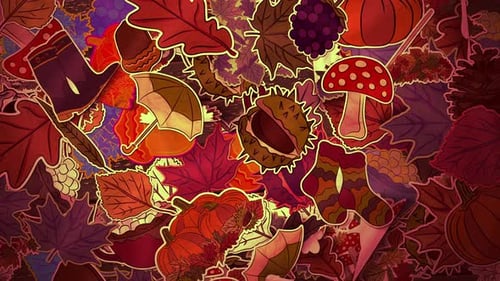 Animated Decorative Autumn Nature Elements Falling Background