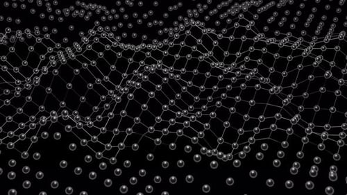 Black Mesh With Glowing Nodes Rotating Technology Futuristic Abstract Background 3d render