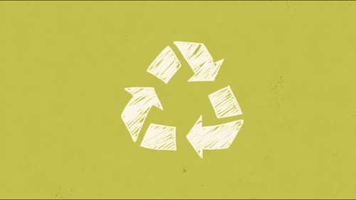 Dynamic recycling symbol with chalk texture on green background