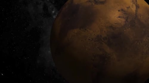 Rotating Mars Planet in Starry Space Background